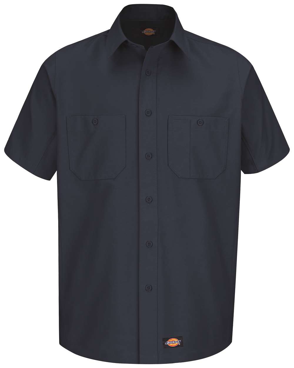 Front View of Navy Short Sleeve Work Shirt - WS20