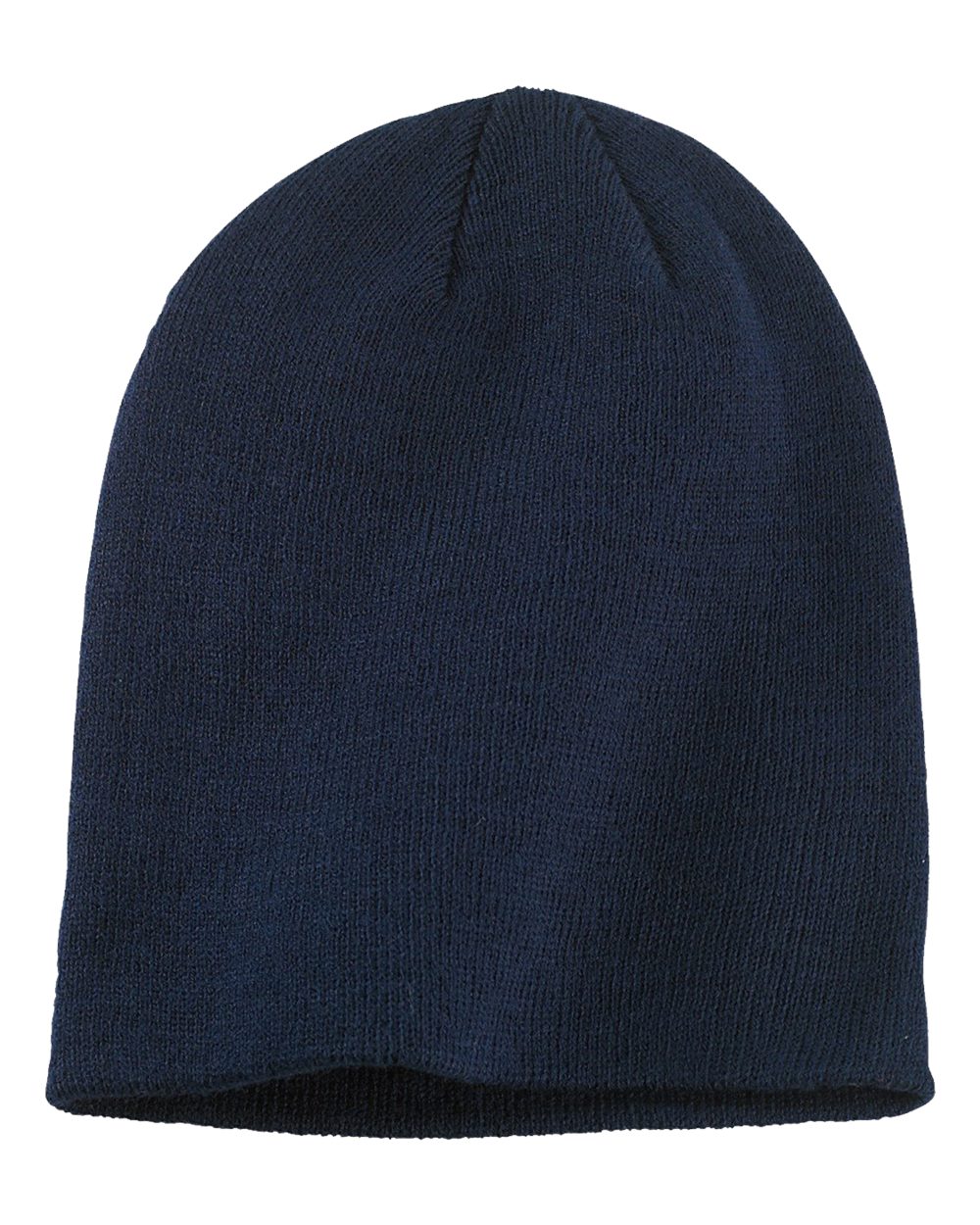 Front View of Navy Slouch Beanie - BA519 plain