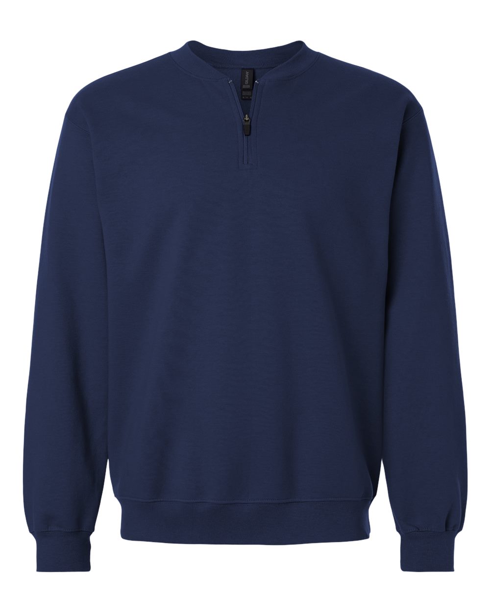 Front View of Navy Softstyle® Midweight 1/4 Zip Sweatshirt - SF008