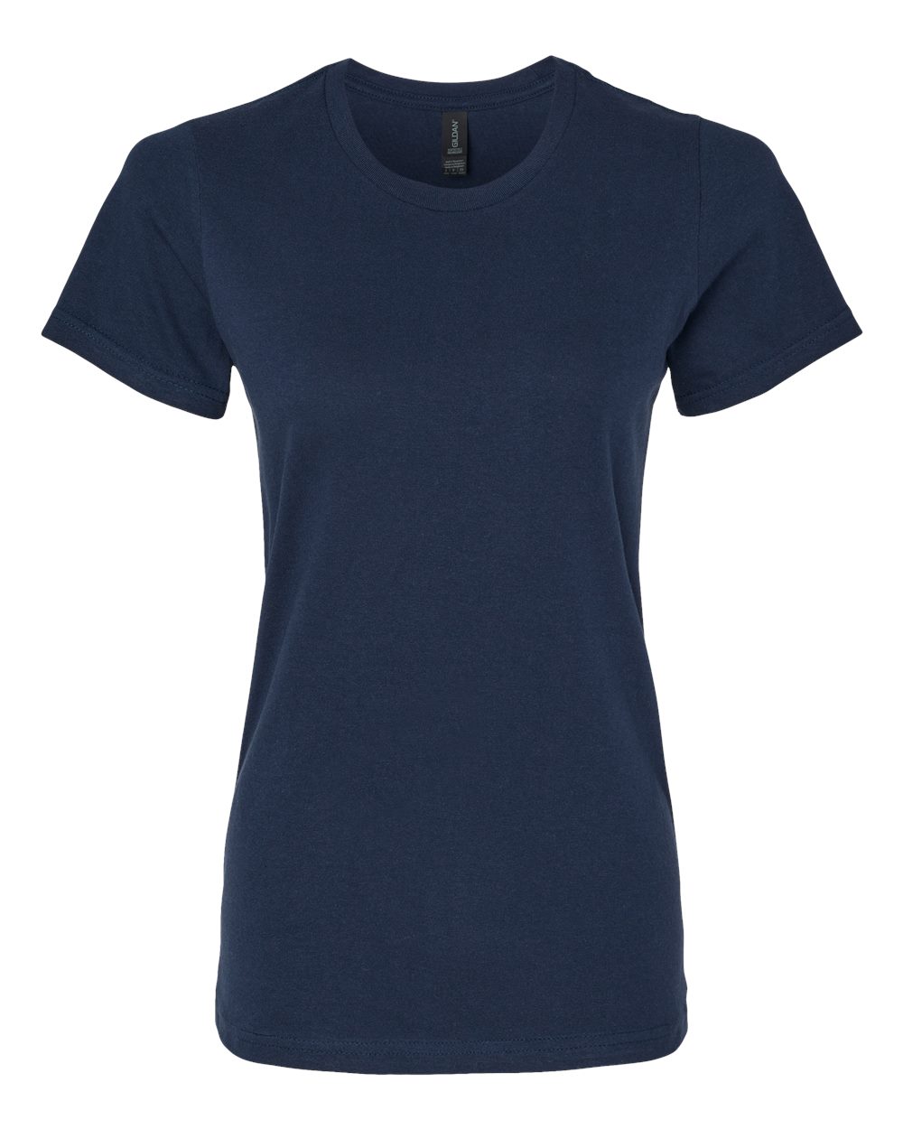 Front View of Navy Softstyle® Women's Midweight T-Shirt - 65000L