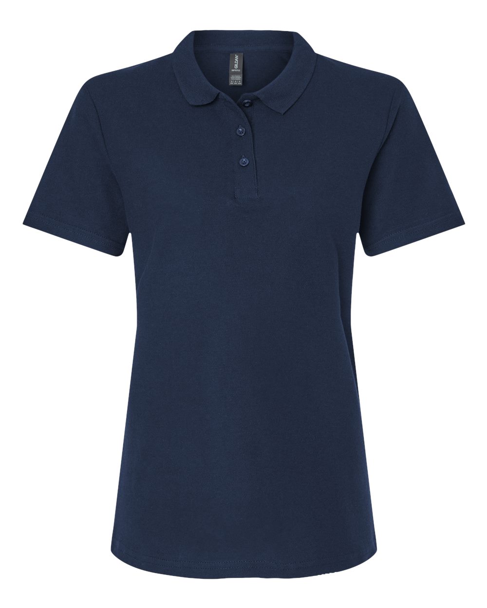 Front View of Navy Softstyle® Women's Pique Polo - 64800L
