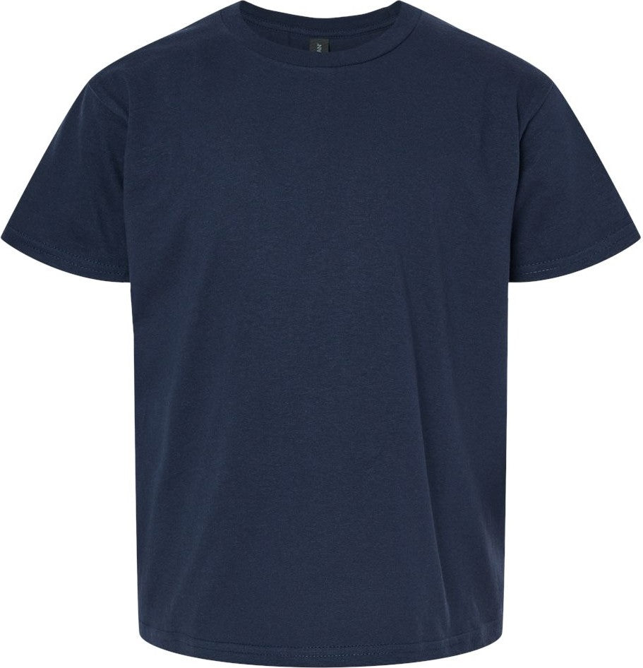 Front View of Navy Softstyle® Youth T-Shirt - 64000B