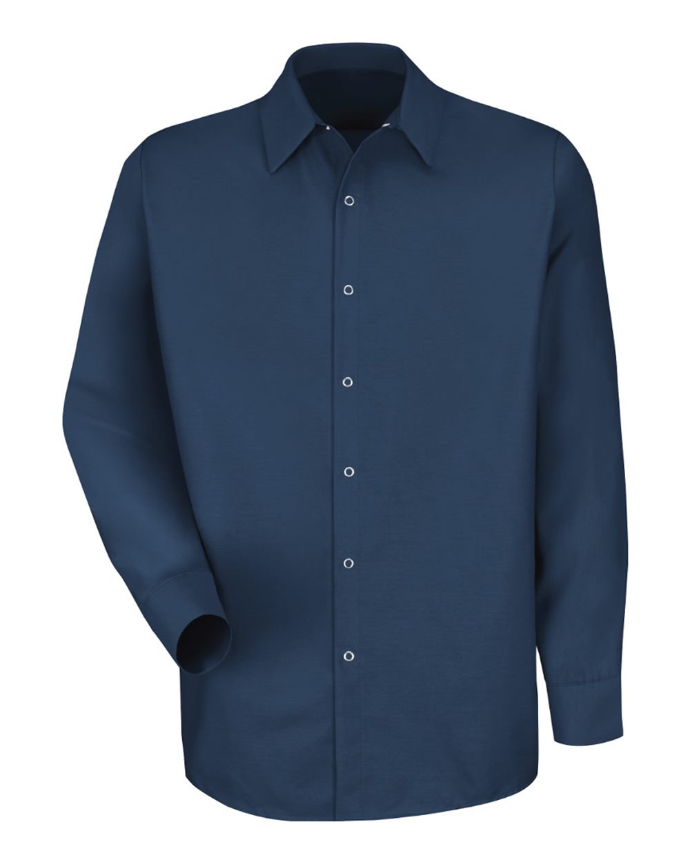 Front View of Navy Specialized Pocketless Long Sleeve Work Shirt - SP16