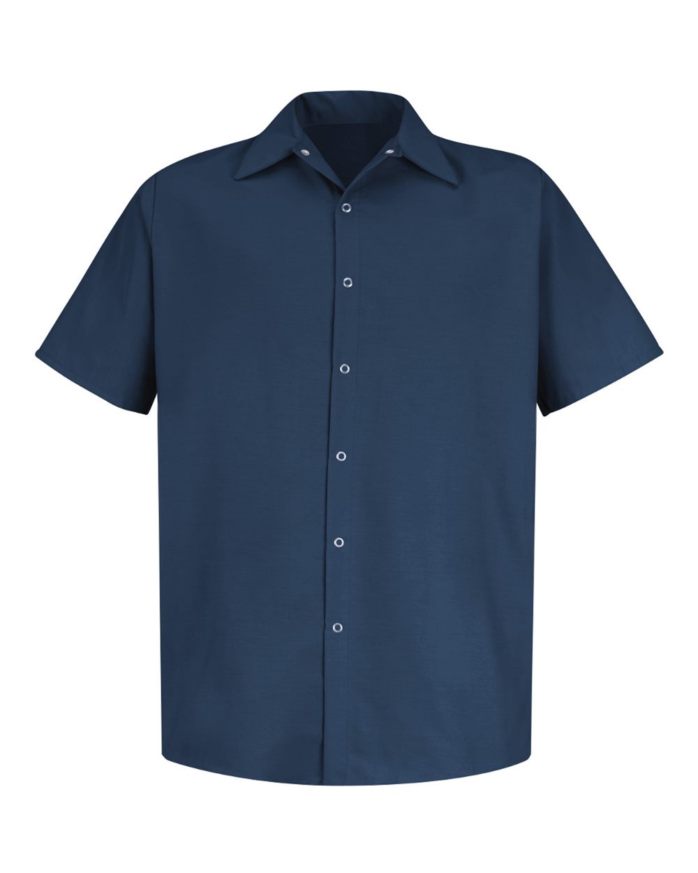 Front View of Navy Specialized Short Sleeve Pocketless Work Shirt - SP26