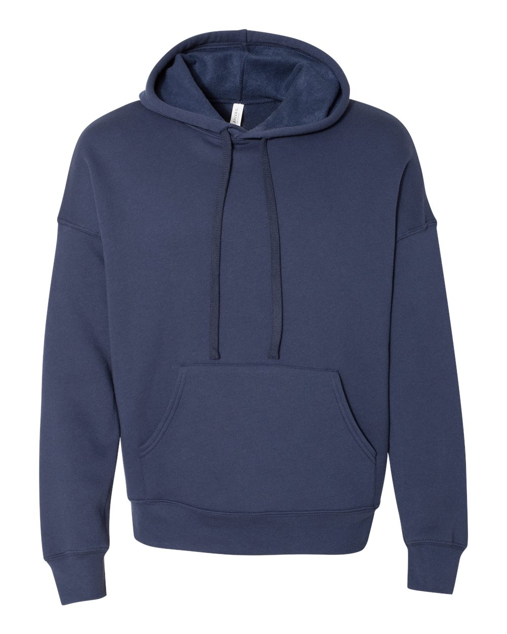 Front View of Navy Sponge Fleece Drop Shoulder Hoodie - 3729