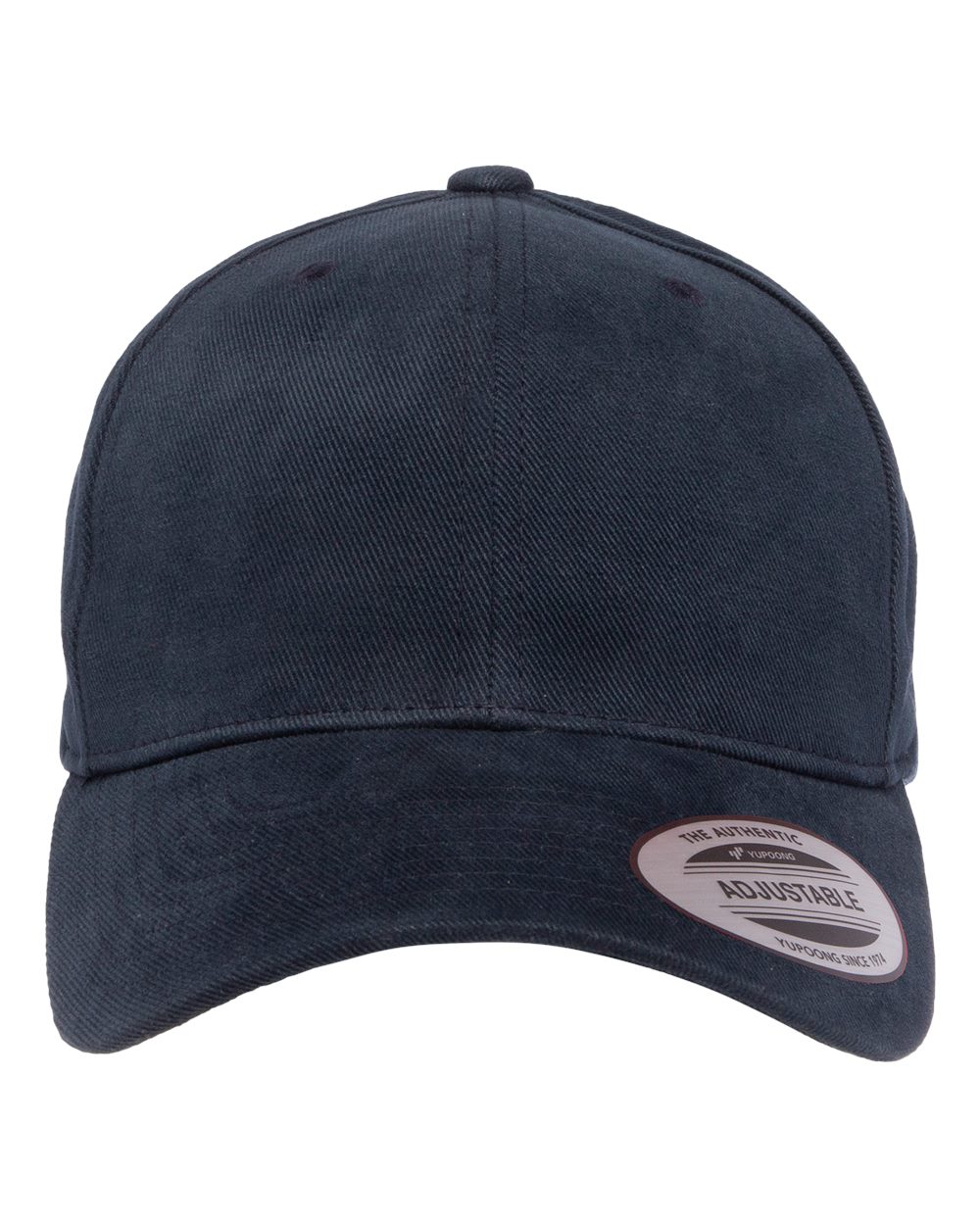 Front View of Navy Structured Brushed Twill Cap - 6363V