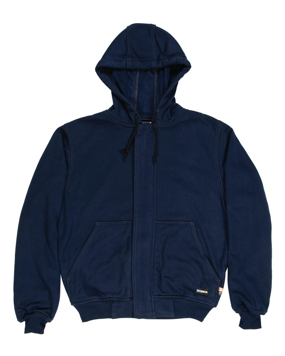 Front View of Navy Tall Flame-Resistant Hooded Sweatshirt - FRSZ19T