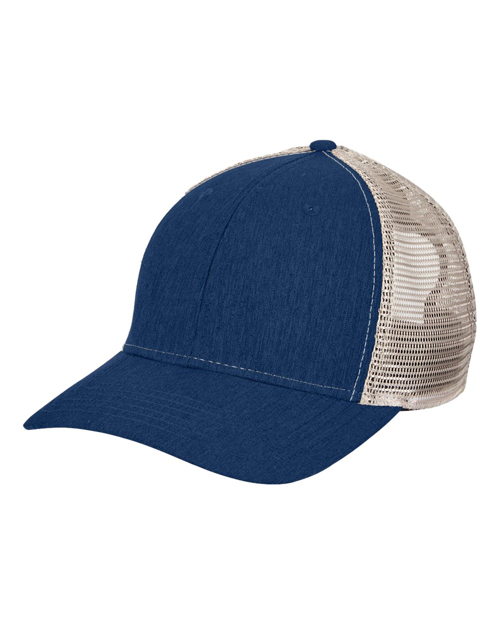 Front View of Navy/ Tan Sport Trucker Cap - BA540
