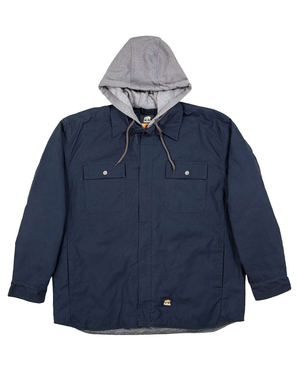 Front View of Navy Throttle Hooded Shirt Jacket - SH68