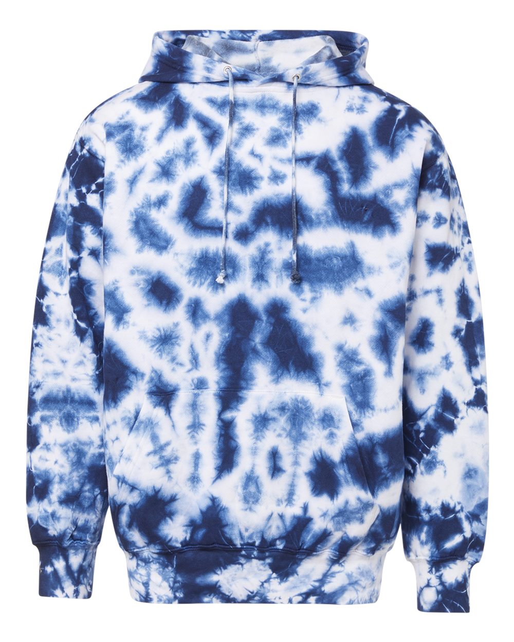 Front View of Navy Tie Dye Classic Fleece Tie-Dye Hooded Sweatshirt - 1290