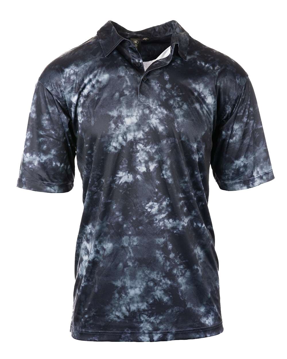 Front View of Navy Tie Dye Golf Polo - 0101