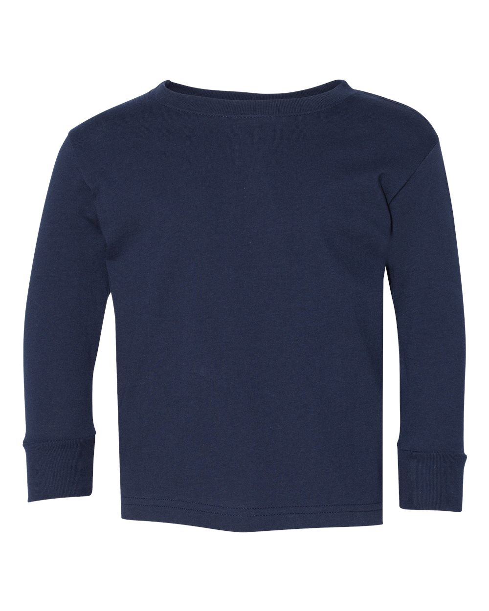 Front View of Navy Toddler Fine Jersey Long Sleeve Tee - 3302