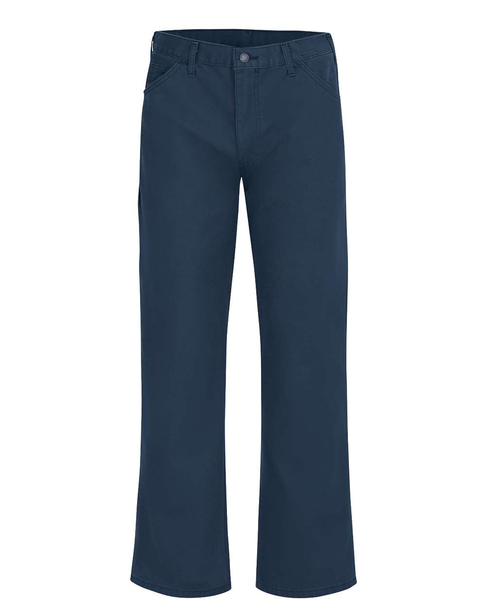 Front View of Navy - Unhemmed Industrial Duck Carpenter Jeans - Odd Sizes - LU23ODD