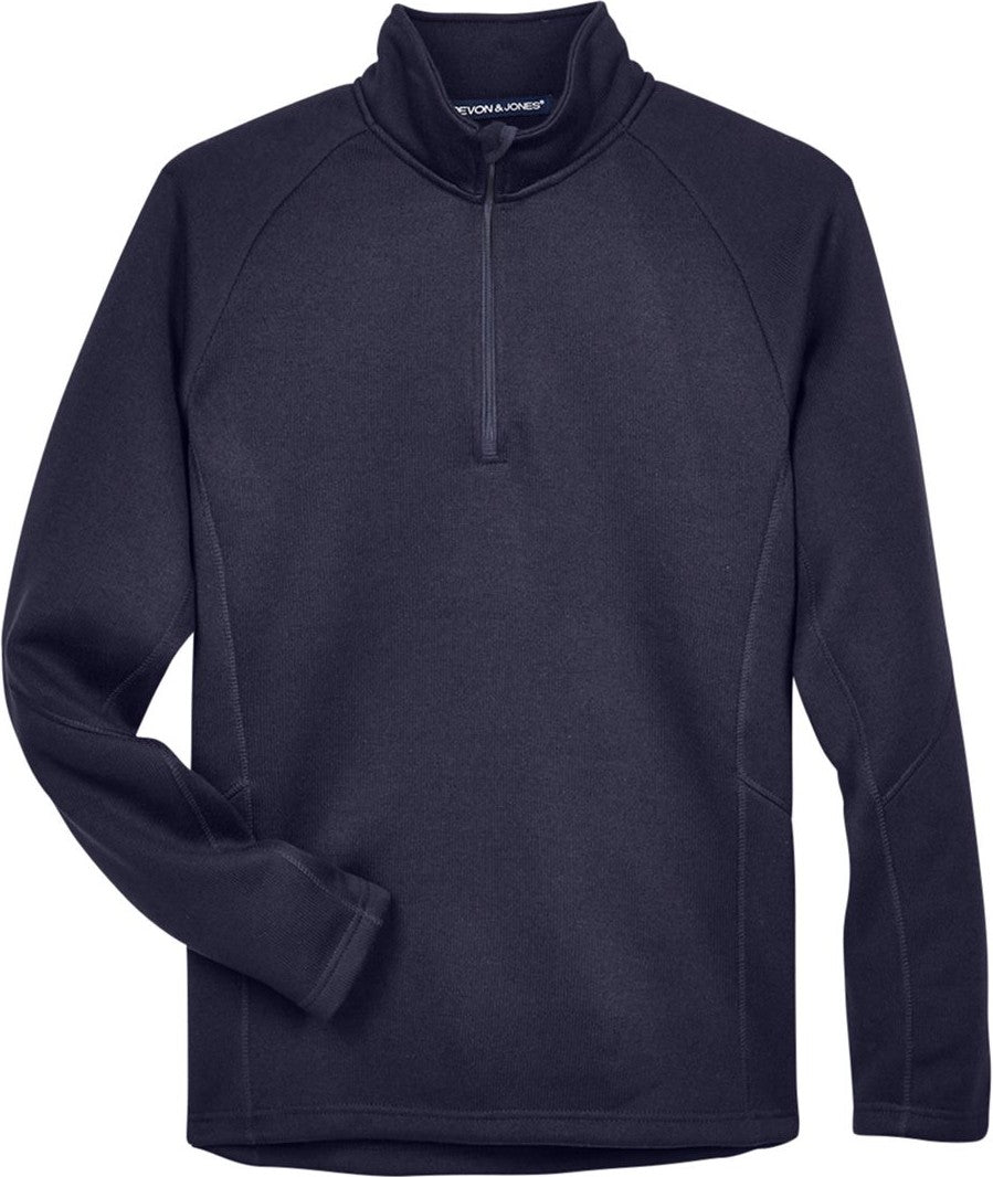Front View of Navy Unisex Bristol Sweater Fleece Quarter-Zip Pullover - DG792