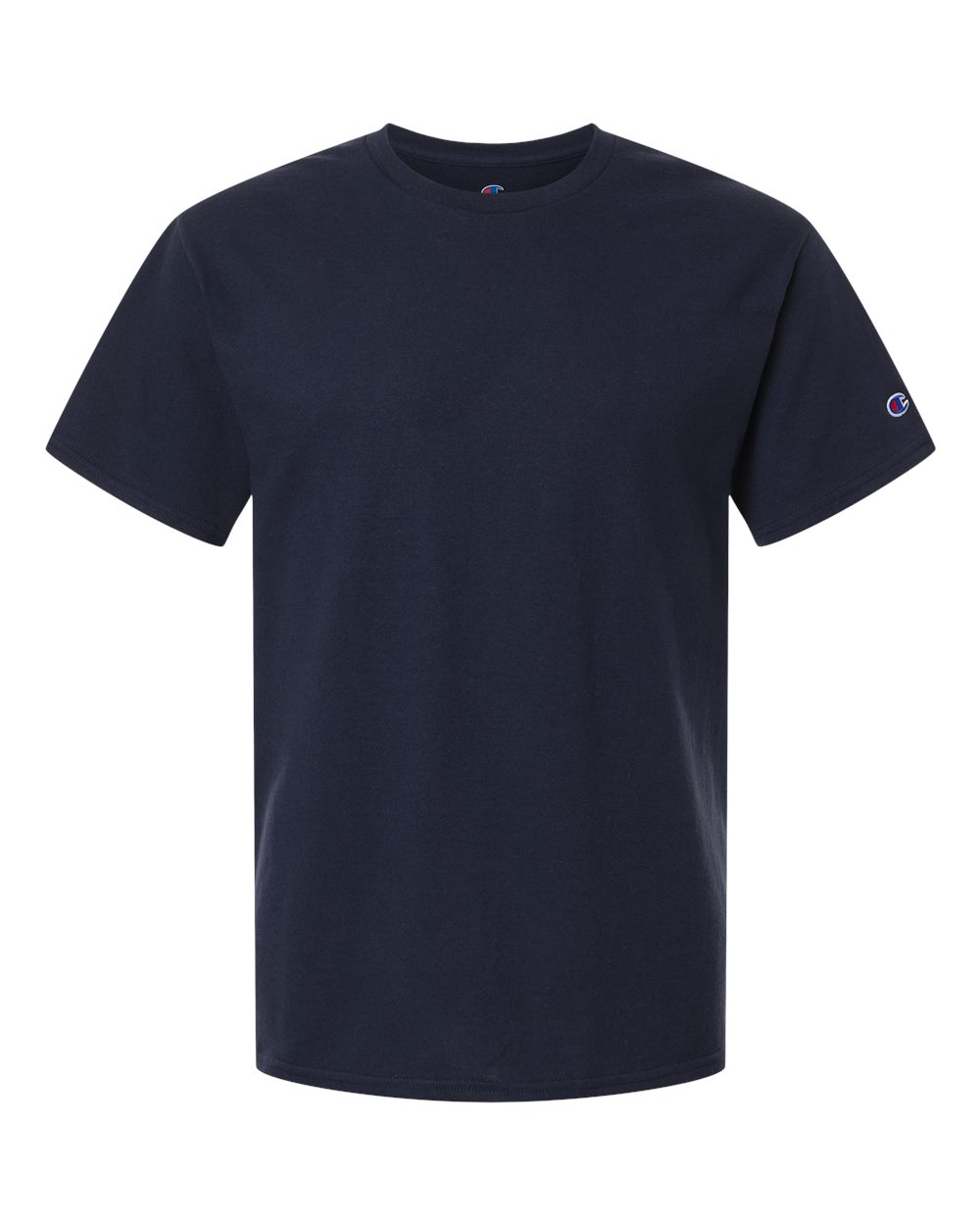 Front View of Navy Unisex Jersey T-Shirt - CH1000 plain