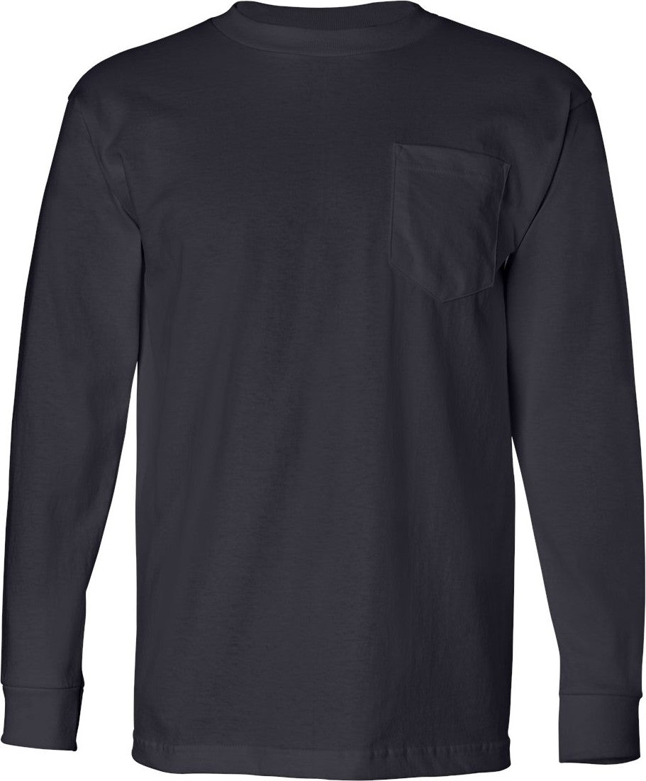 Navy USA-Made Long Sleeve Pocket T-Shirt - 8100