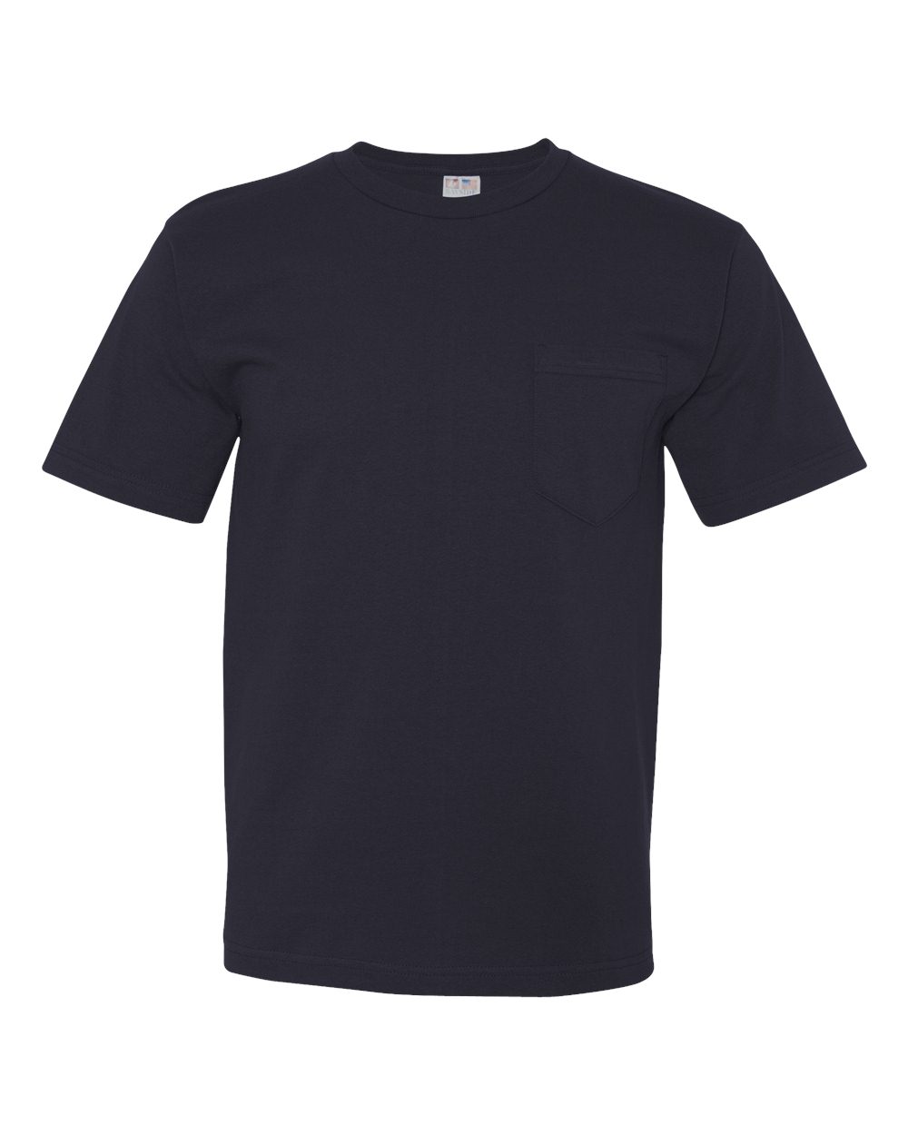 Front View of Navy USA-Made Midweight Pocket T-Shirt - 5070