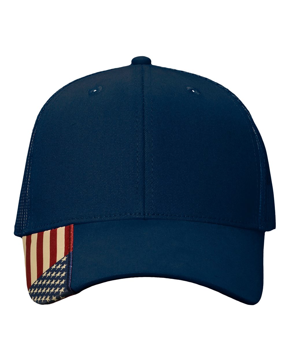 Front View of Navy/ USA Mesh USA Flag Mesh Cap - AM350M