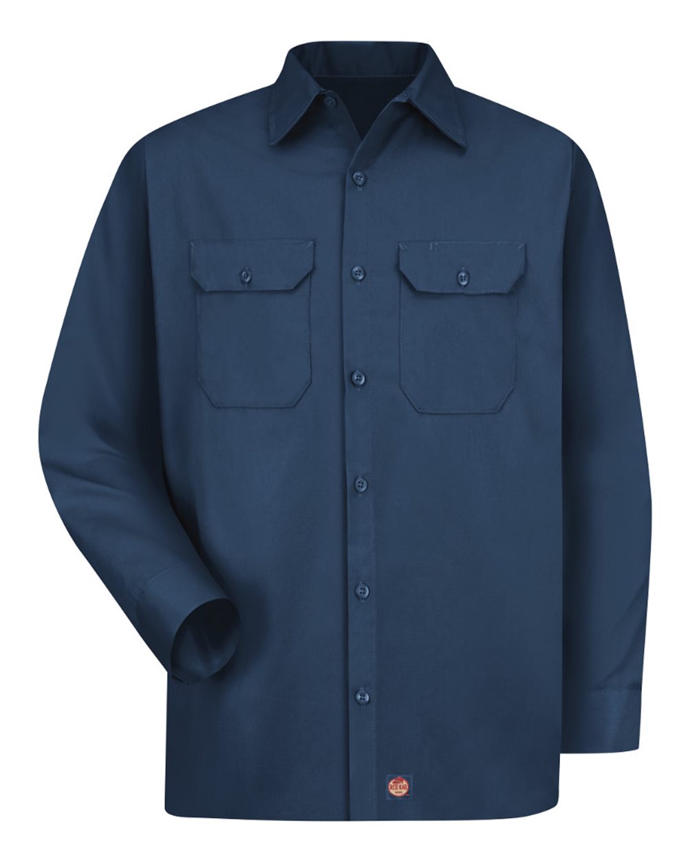 Front View of Navy Utility Long Sleeve Work Shirt - ST52