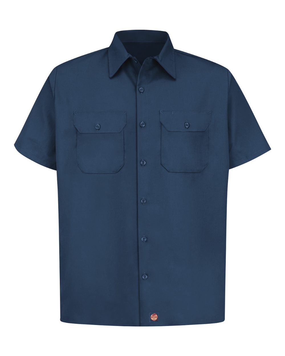 Front View of Navy Utility Short Sleeve Work Shirt - ST62