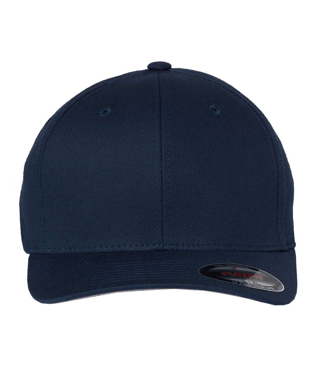 Front View of Navy V-Flexfit® Cotton Twill Cap - 5001