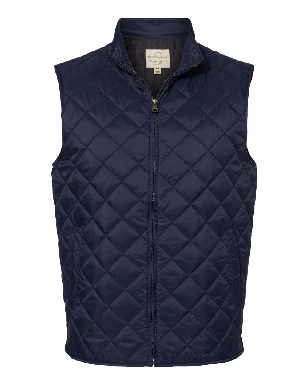 Front View of Navy Vintage Diamond Quilted Vest - 207359