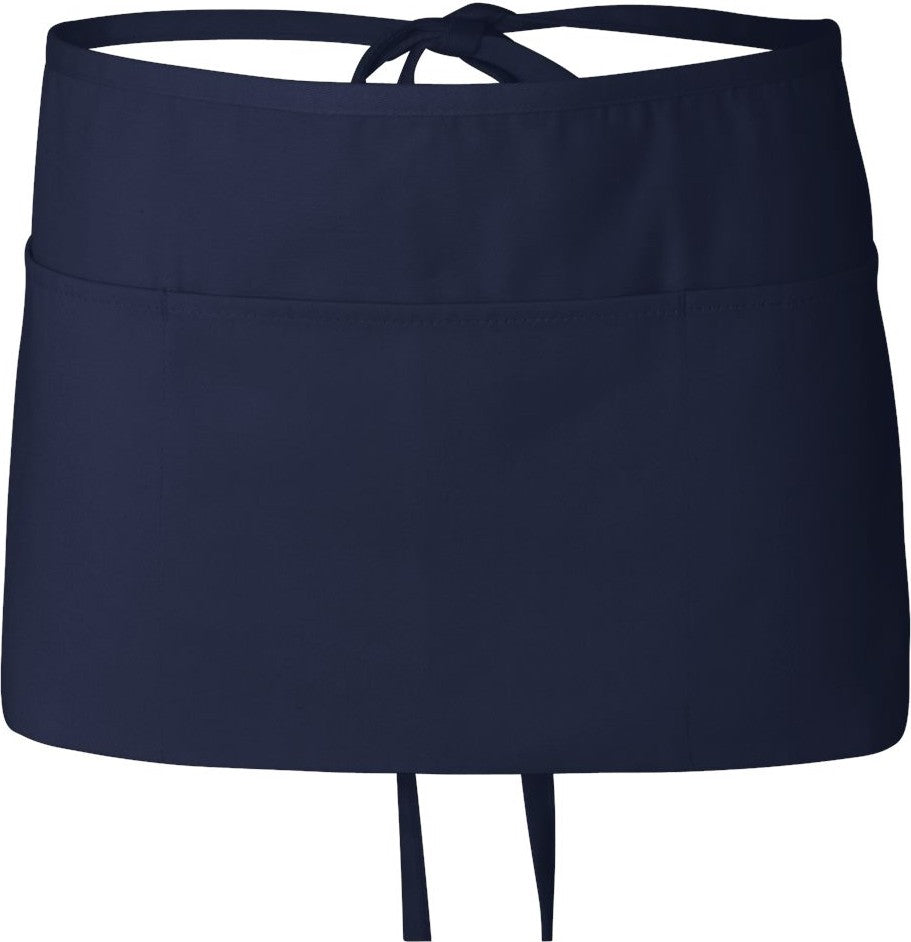 Front View of Navy Waist Apron with Pockets - Q2115