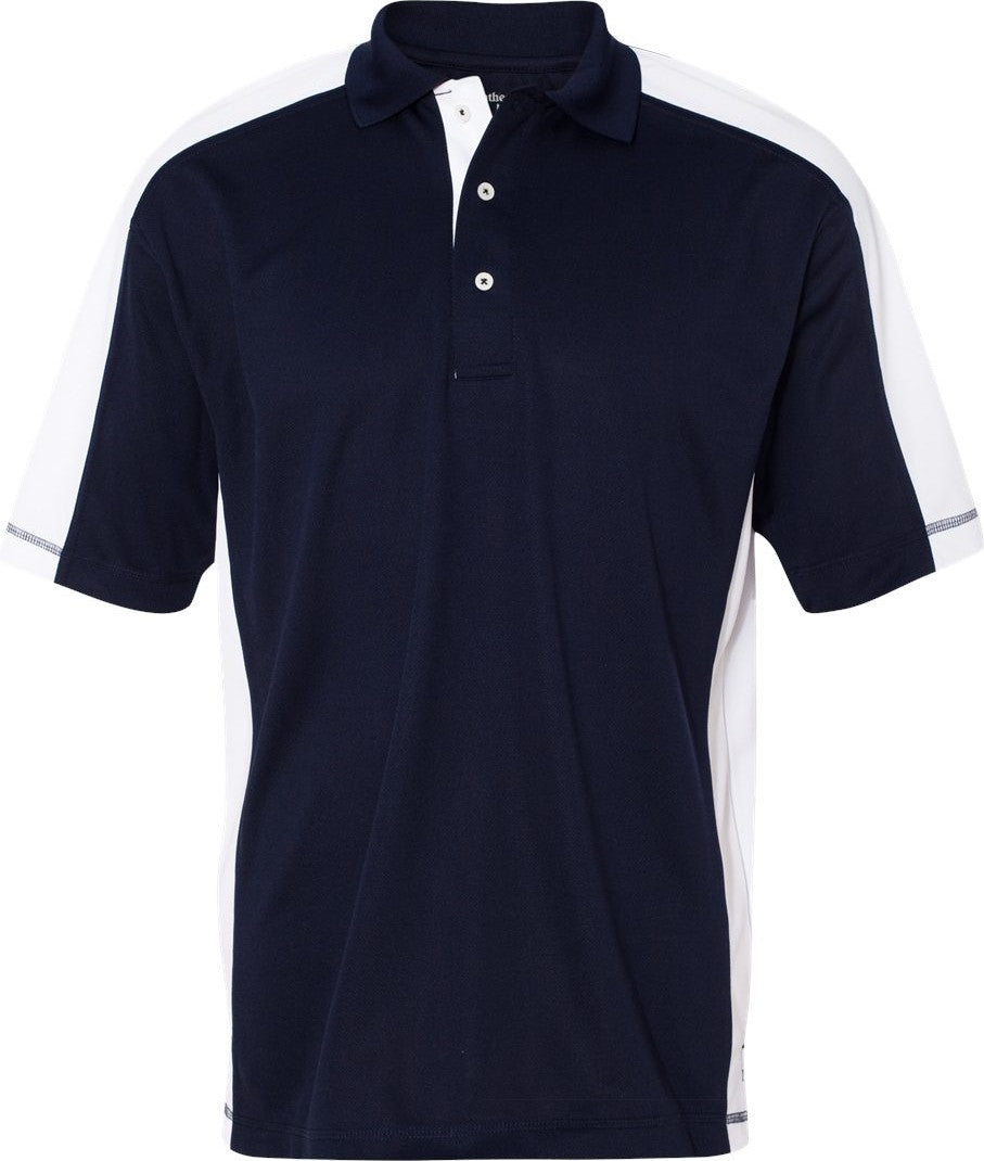 Navy/ White Colorblocked Moisture Free Mesh Polo - 0465