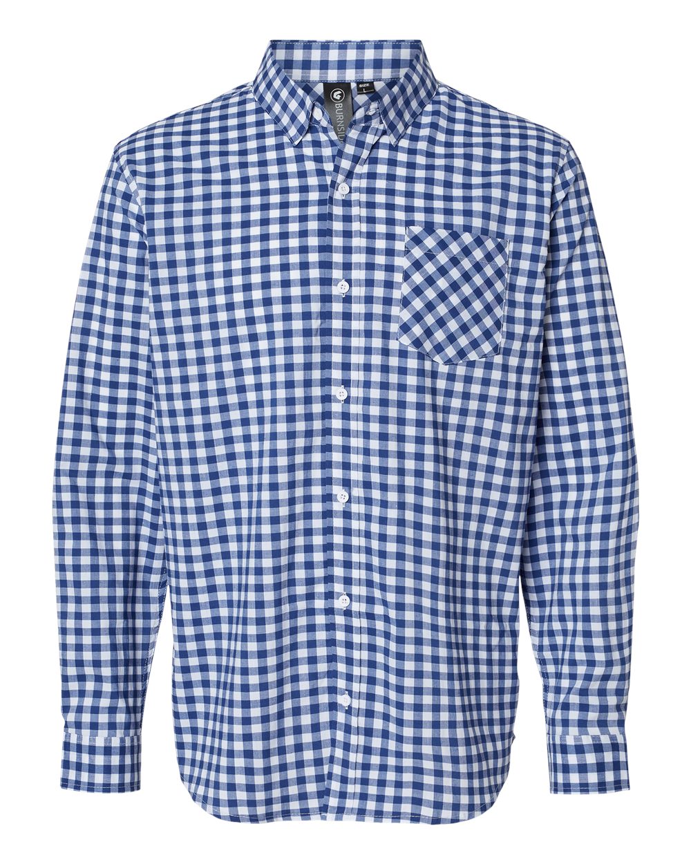 Front View of Navy/ White Gingham Technical Stretch Burn Shirt - 3291