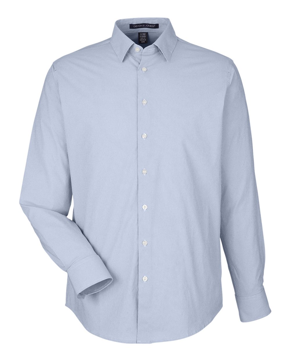 Front View of Navy/ White Men's CrownLux Performance® Microstripe Dress Shirt - DG537
