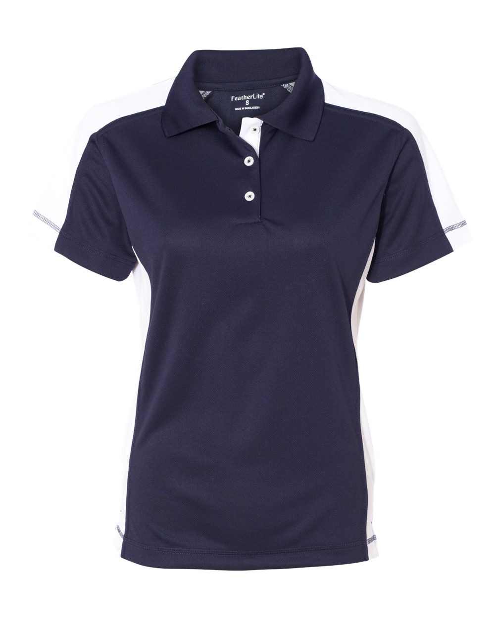 Front View of Navy/ White Women&#39;s Colorblocked Moisture Free Mesh Polo - 5465