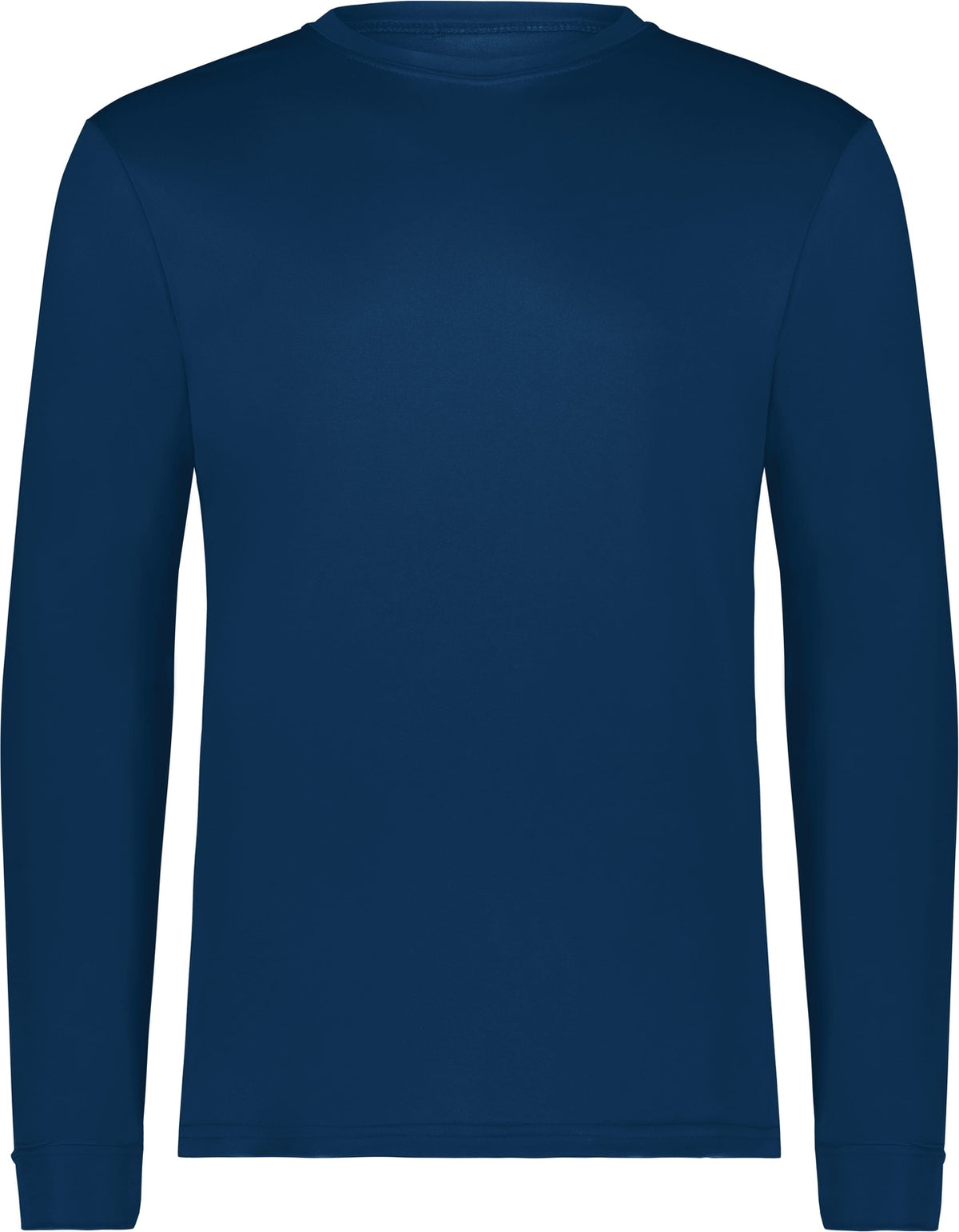 Front View of NAVY WICKING LONG SLEEVE T-SHIRT