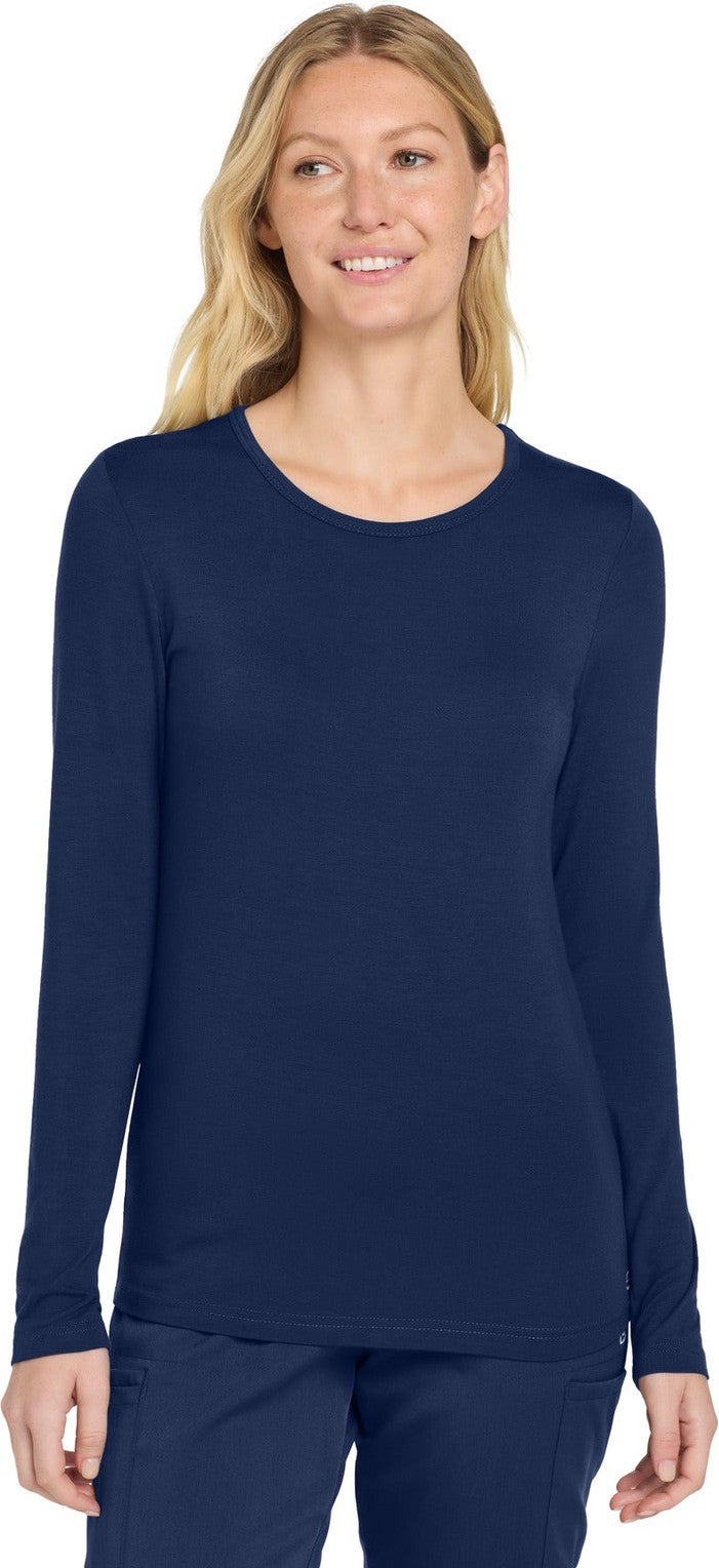 Front View of Navy Wink Women's Long Sleeve Layer Tee WW4029