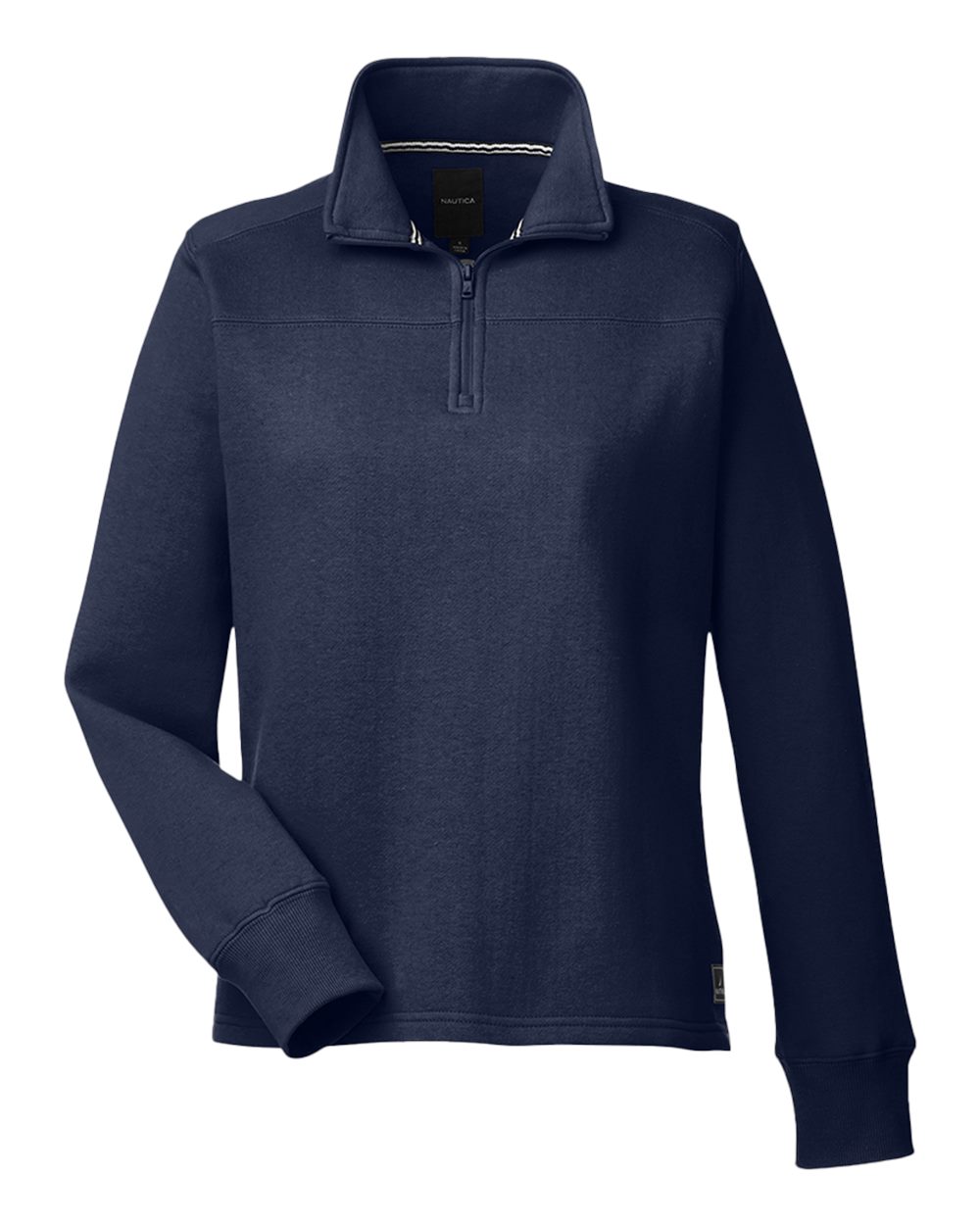 Front View of Navy Women's Anchor Fleece Quarter-Zip Sweatshirt - N17397