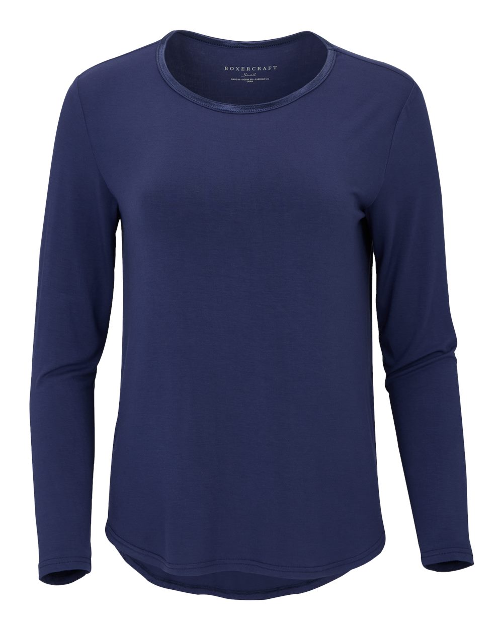Front View of Navy Women&#39;s Bamboo Long Sleeve T-Shirt - BW3102