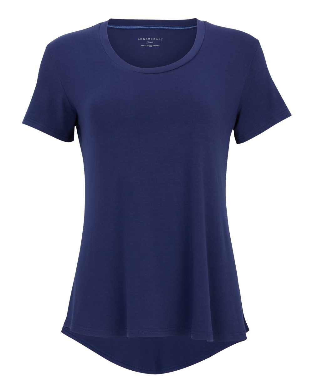 Front View of Navy Women's Bamboo Scoop Neck T-Shirt - BW2105