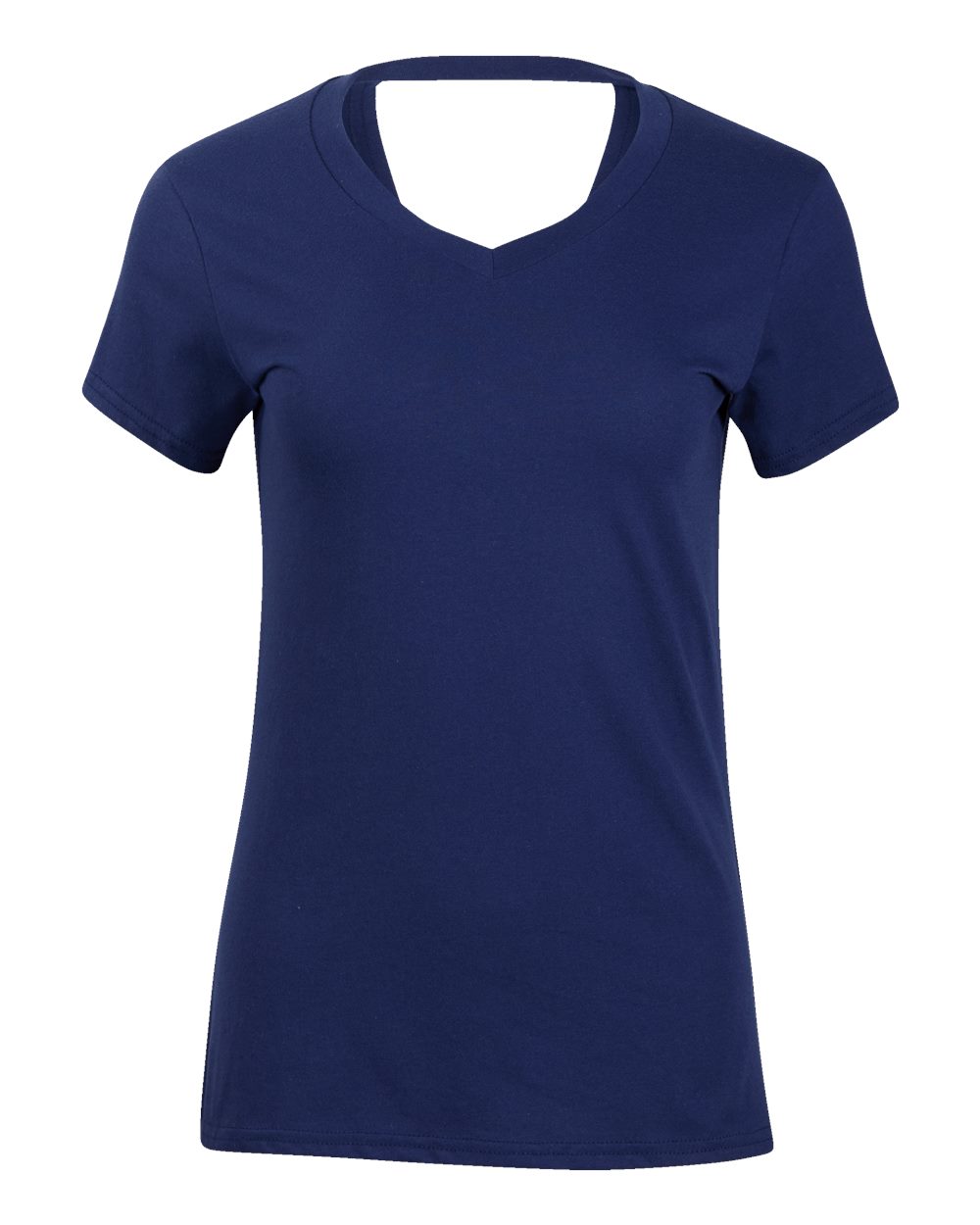 Front View of Navy Women's Bella Crossback T-Shirt - BW2405
