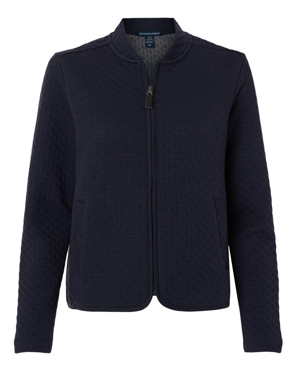 Front View of Navy Women's Berkeley Textured Full-Zip Jacket - DG740W