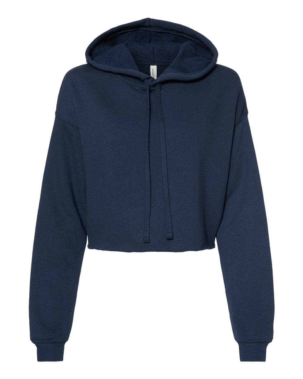 Front View of Navy Women's Crop Fleece Hoodie - 7502