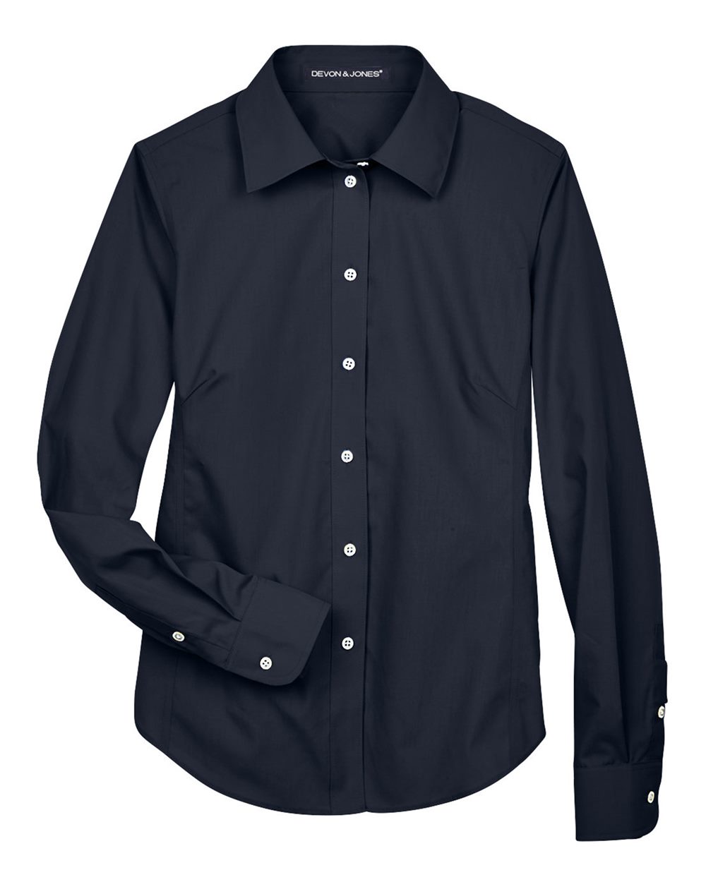Front View of Navy Women&#39;s Crown Collection® Broadcloth Woven Dress Shirt - D620W