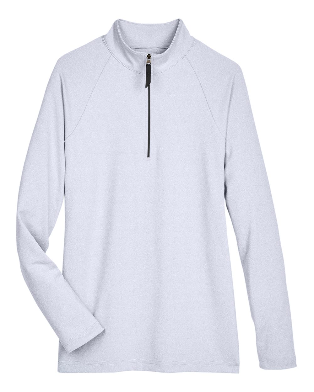 Front View of Navy Women's CrownLux Performance® Clubhouse Micro-Stripe Quarter-Zip Pullover - DG480W