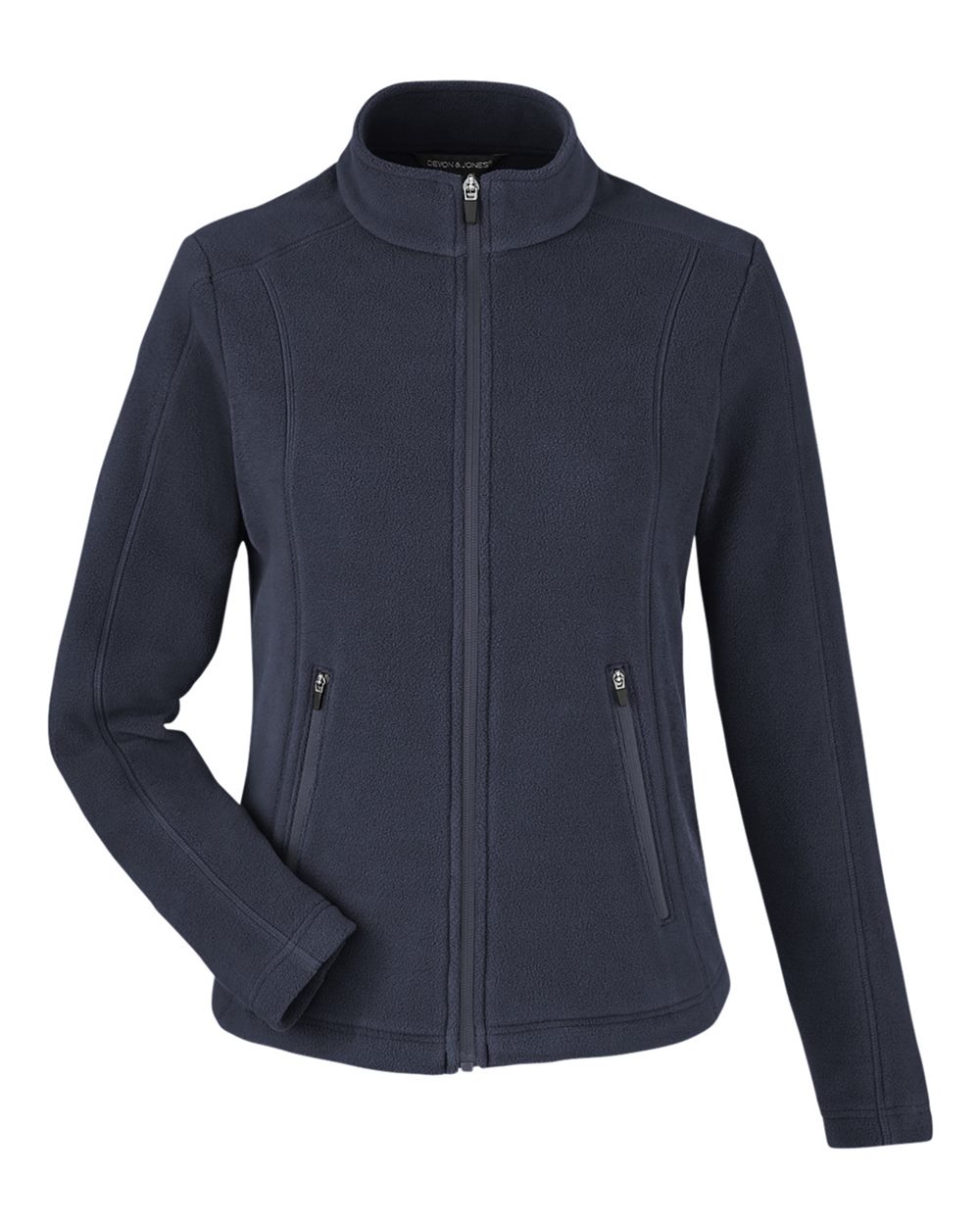 Front View of Navy Women's CrownLux Performance® Fleece Full-Zip Jacket - DG730W