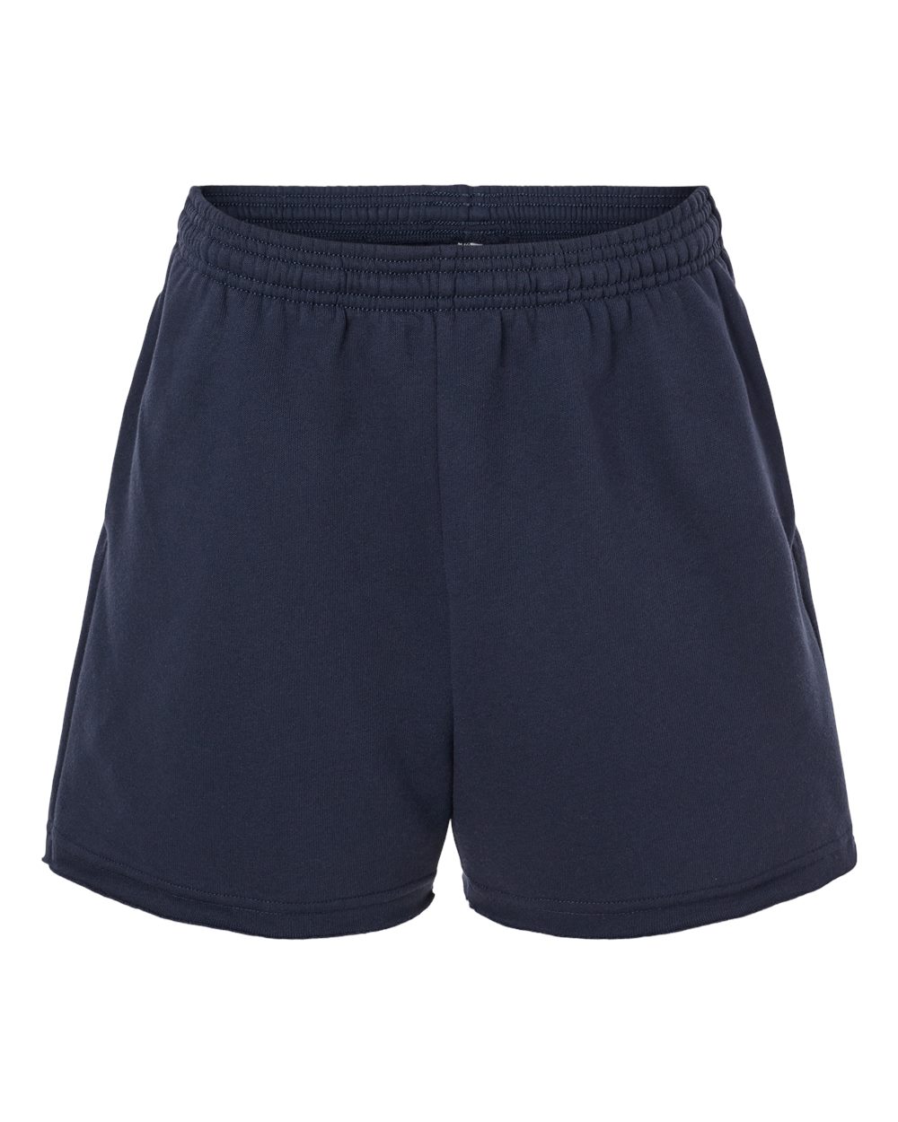 Front View of Navy Women&#39;s Cutoff Fleece Shorts - 3787
