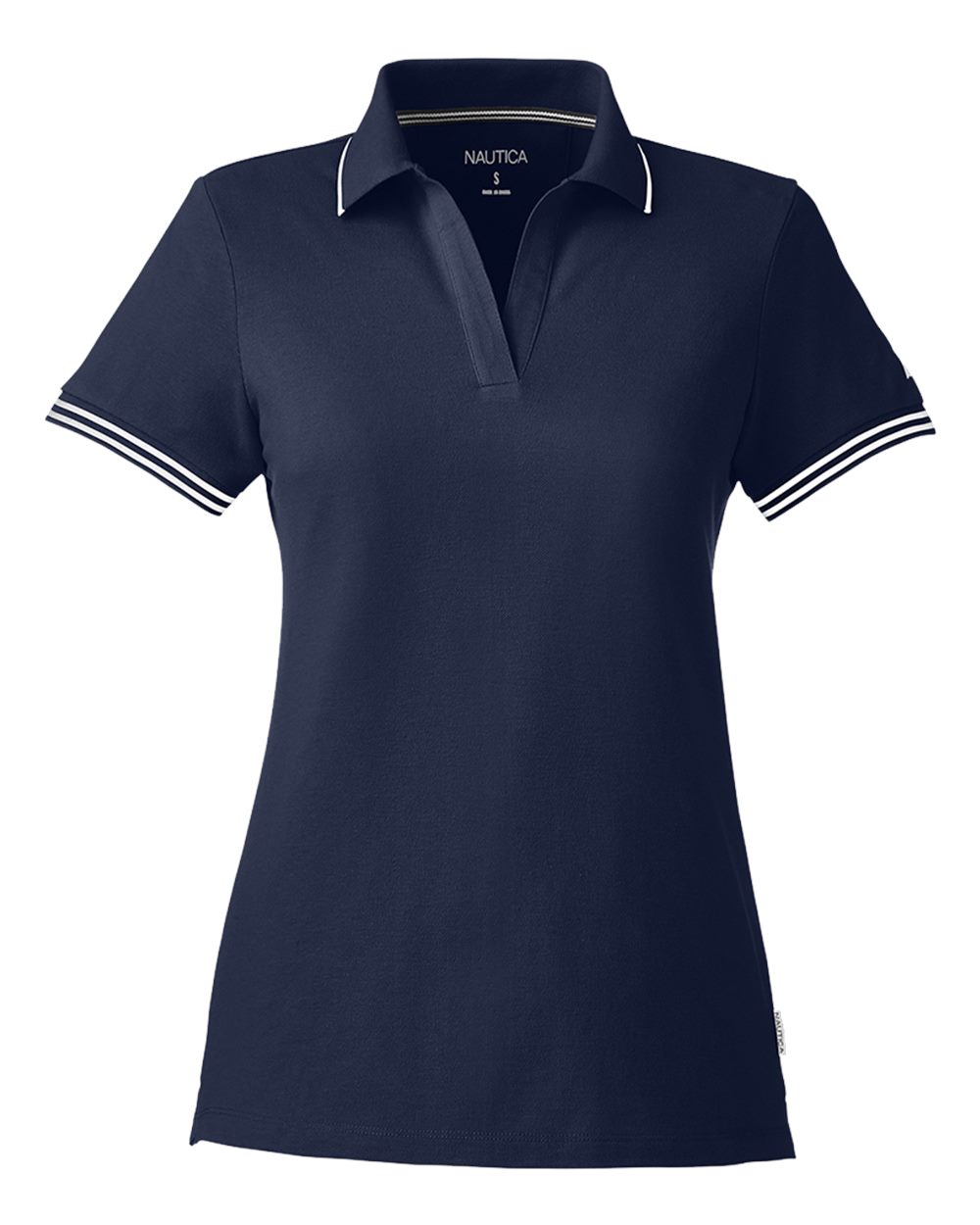 Front View of Navy Women's Deck Polo - N17168