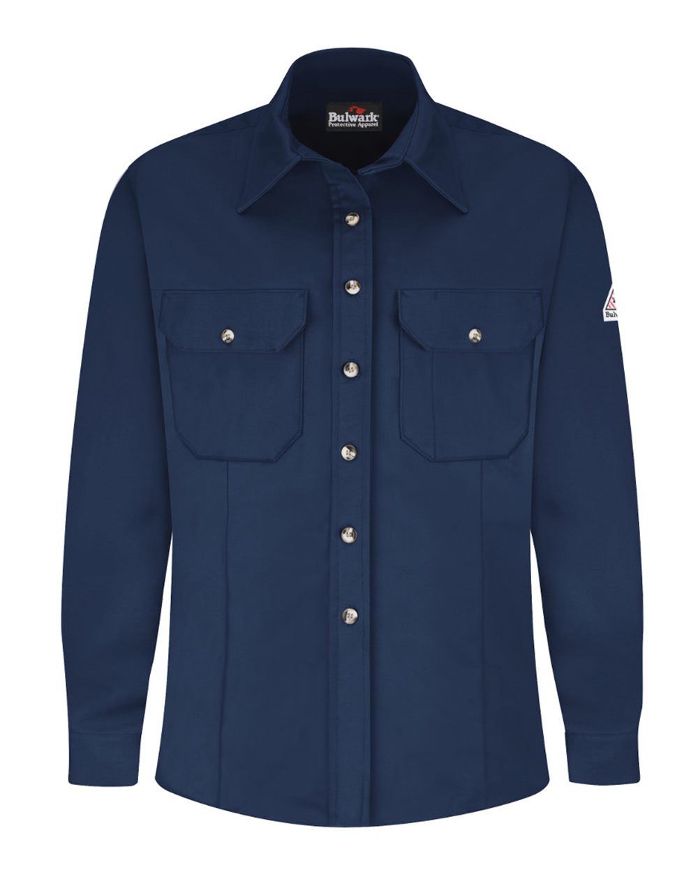 Front View of Navy Women's Dress Uniform Shirt - EXCEL FR® ComforTouch - SLU3