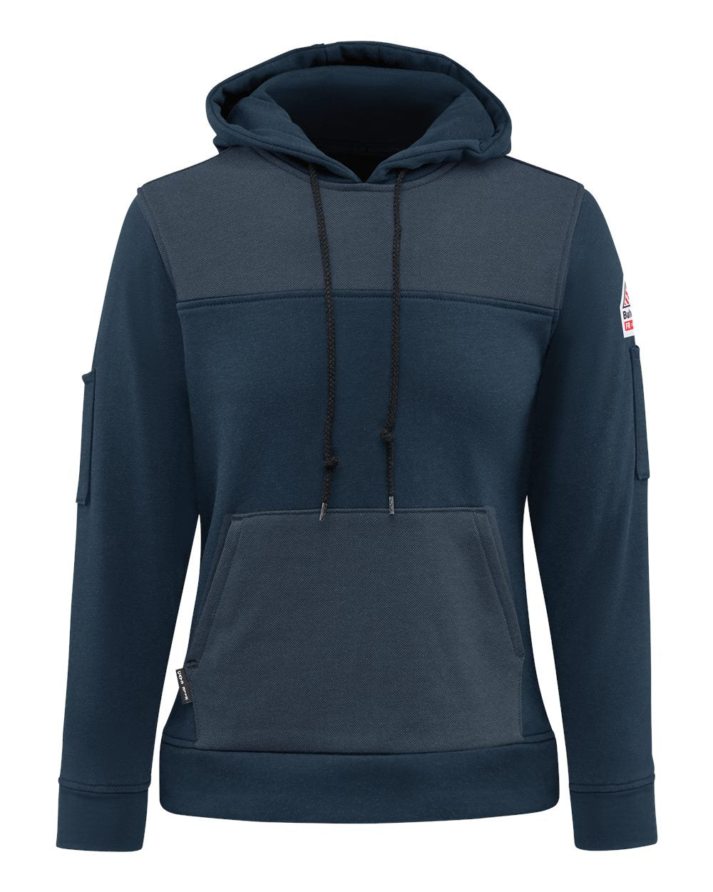 Front View of Navy Women's Flame-Resistant Fleece Hooded Sweatshirt - SMM5 plain