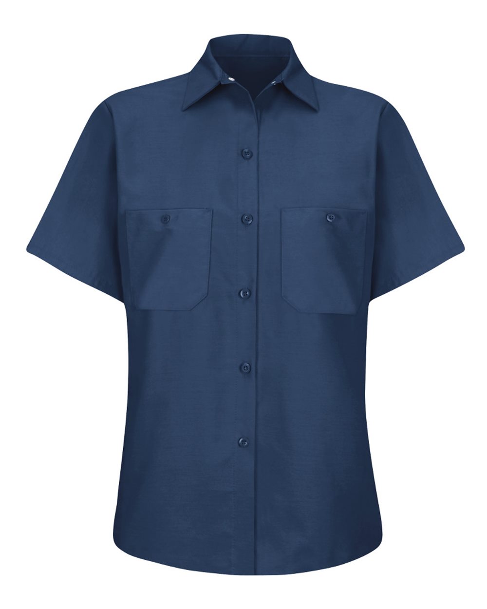 Front View of Navy Women's Industrial Work Shirt - SP23