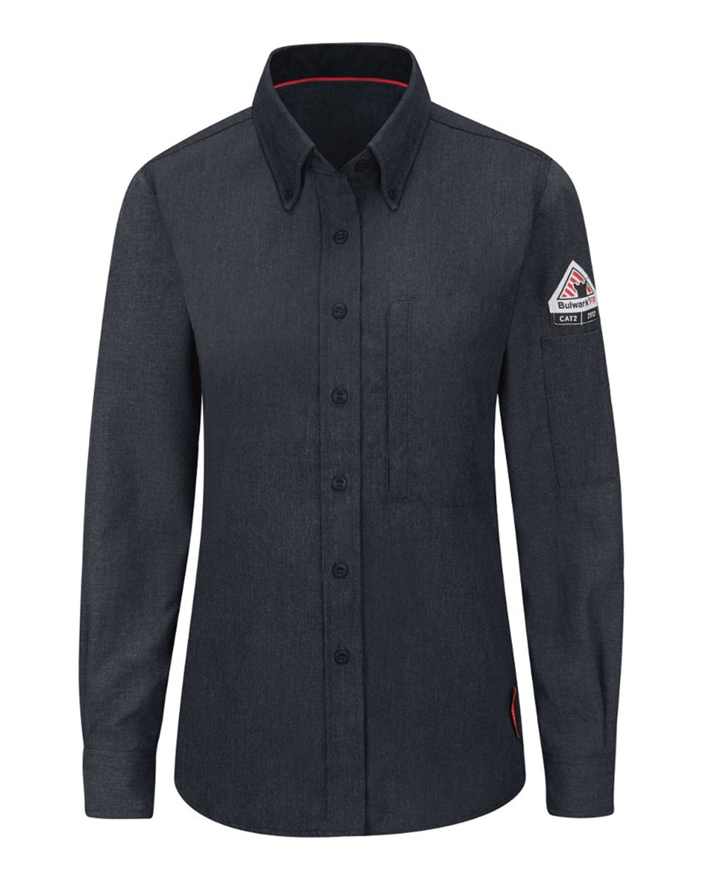 Front View of Navy Women's iQ Series® Comfort Woven Lightweight Shirt - QS51