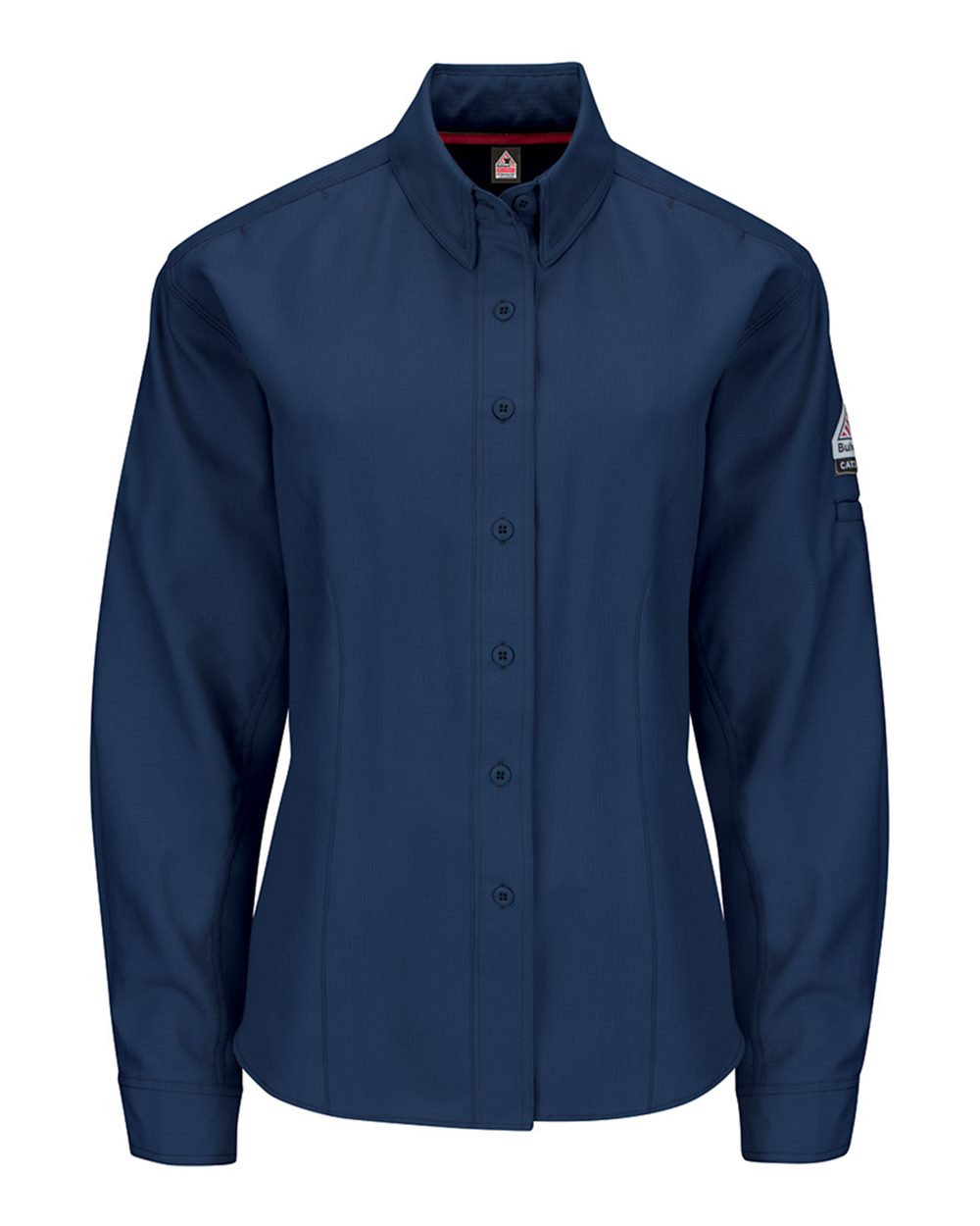 Front View of Navy Women's iQ Series® Endurance Long Sleeve Shirt - QS41 plain