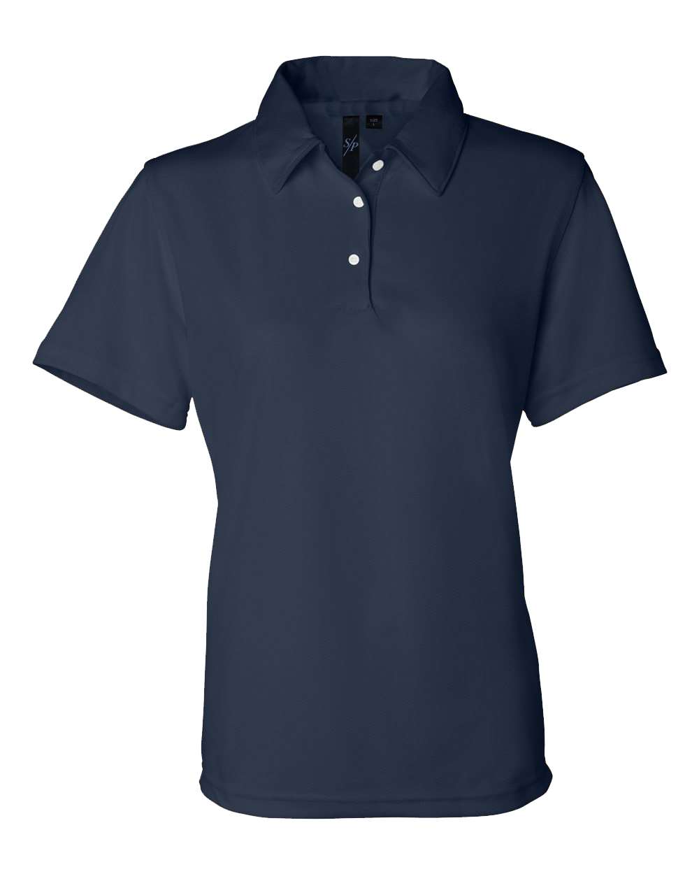 Front View of Navy Women&#39;s Moisture Free Mesh Polo - 5469